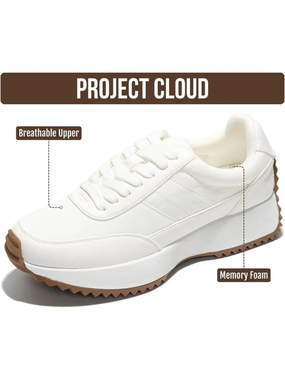 Women's Serena Cream Confrontable Memory Foam Lightweight Lace Up Sneaker Shoes
